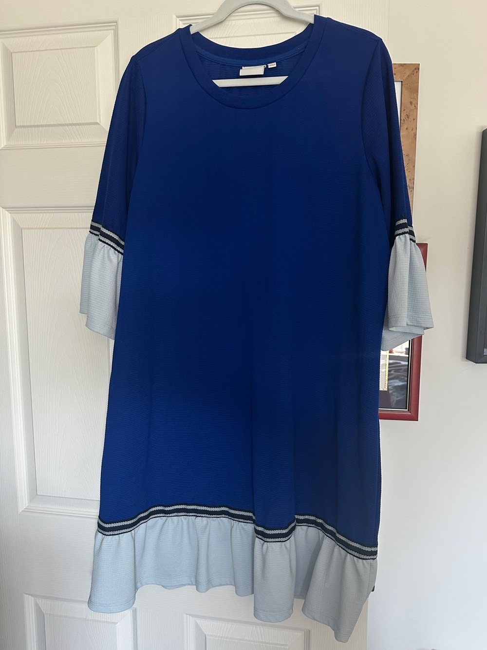Blue Ruffle-Hem Women’s Dress